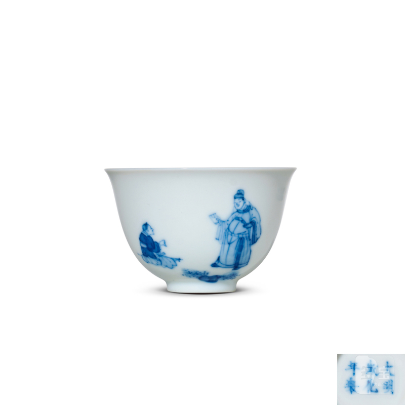 清康熙 青花人物杯